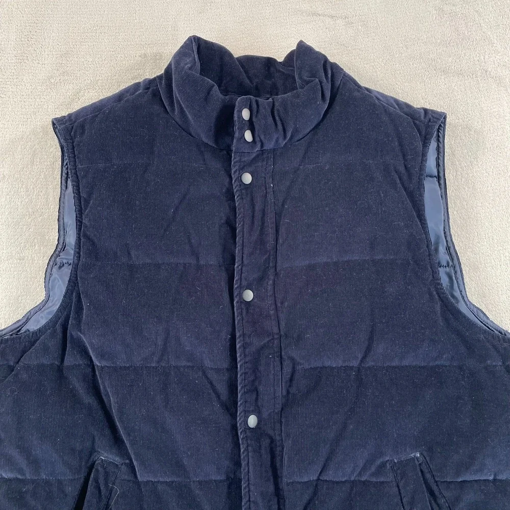 Banana Republic Puffer Vest Men XL Navy Corduroy Full‎ Zip Outdoors GorpCore